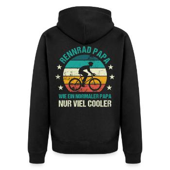 Rennrad Papa Rennradfahrer Vater Fahrrad - Unisex Premium Bio Zip Hoodie - Schwarz - Hinten - Nico (187cm)