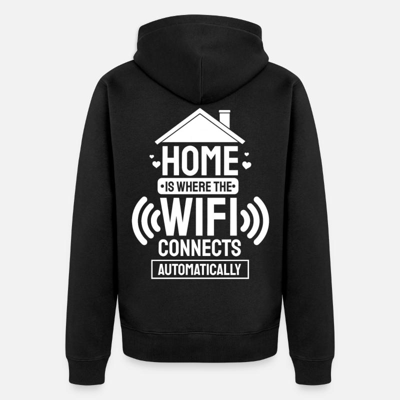 Wifi-Wireless-Internet-Nerd-Geschenk - Unisex Premium Bio Zip Hoodie - Schwarz