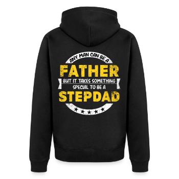 Stepfather bonus dad family gift - Unisex Premium Organic Zip Hoodie - black - Back - Nico (187cm)