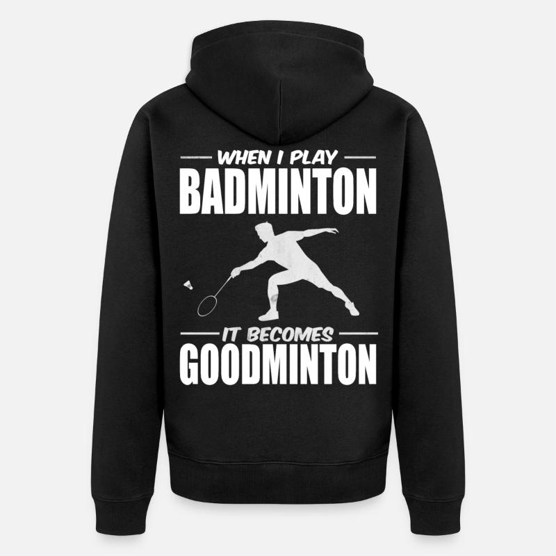 Badminton - Unisex Premium Bio Zip Hoodie - Schwarz