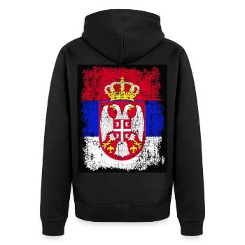 Serbie Serbie Srbija Србија drapeau aux armoiries - Veste à capuche bio Premium Unisexe - noir - Dos - Nico (187cm)
