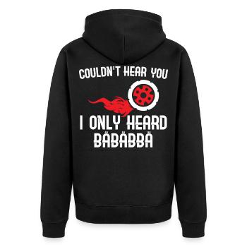 Can´t hear you - Drifting Sport Drift fans Racing - Unisex Premium Bio Zip Hoodie - Schwarz - Hinten - Nico (187cm)