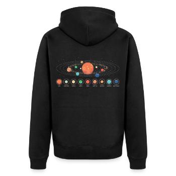 Sonnensystem Erde Mars Saturn Uranus Neptun - Unisex Premium Bio Zip Hoodie - Schwarz - Hinten - Nico (187cm)