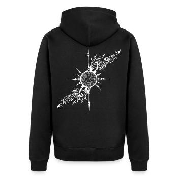 Viking Vegvisir the Witch shows the way Wikinger - Unisex Premium Bio Zip Hoodie - Schwarz - Hinten - Nico (187cm)