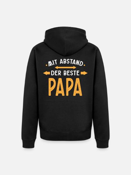 Beste Papa Mit Abstand - Unisex Premium Bio Zip Hoodie - Schwarz