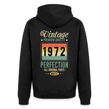 Birthday 1972 - Unisex Premium Organic Zip Hoodie - black - Back - Nico (187cm)