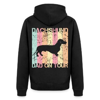 Dachshund Dackel Spruch Geschenk - Unisex Premium Bio Zip Hoodie - Schwarz - Hinten - Nico (187cm)