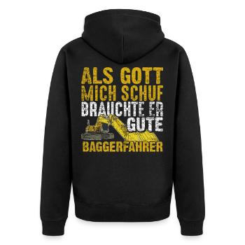 Baggerfahrer Arbeit - Unisex Premium Bio Zip Hoodie - Schwarz - Hinten - Nico (187cm)
