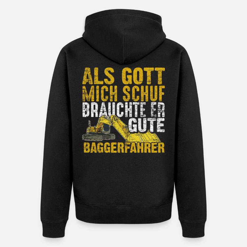 Baggerfahrer Arbeit - Unisex Premium Bio Zip Hoodie - Schwarz