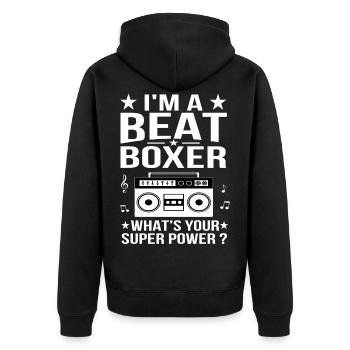Beatbox - Unisex Premium Organic Zip Hoodie - black - Back - Nico (187cm)