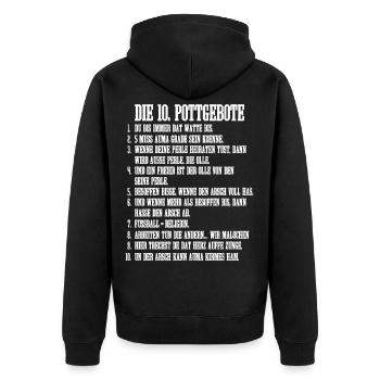 10 Pottgebote Ruhrpott Ruhrgebiet Lustig Gebote - Unisex Premium Bio Zip Hoodie - Schwarz - Hinten - Nico (187cm)