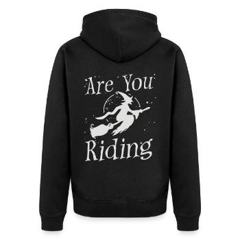 Hexe Hexenbesen Halloween Halloween Kostüm - Unisex Premium Bio Zip Hoodie - Schwarz - Hinten - Nico (187cm)