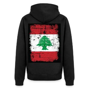 Flagge Libanon Lebanon Flag Leban Zeder Beirut - Unisex Premium Bio Zip Hoodie - Schwarz - Hinten - Nico (187cm)