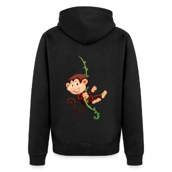 drôle de petit singe balançant à Liane - Veste à capuche bio Premium Unisexe - noir - Dos - Nico (187cm)