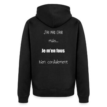 m'en fous bien cordialement idée cadeau - Veste à capuche bio Premium Unisexe - noir - Dos - Nico (187cm)