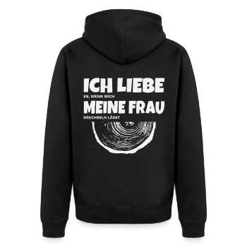 Cooler Spruch für Drechsler Handwerk - Unisex Premium Bio Zip Hoodie - Schwarz - Hinten - Nico (187cm)