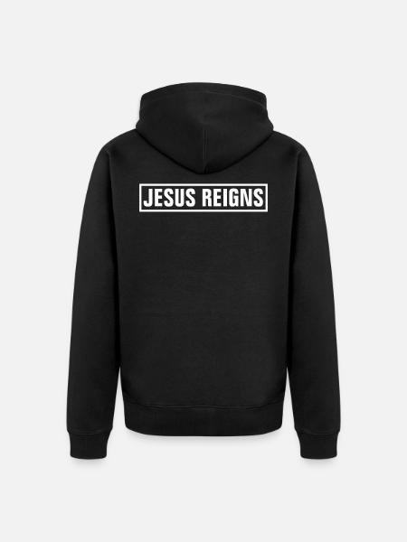 Jesus Reigns - Christian - Unisex Premium Organic Zip Hoodie - black