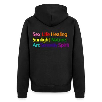 LGBT colors motto - Unisex Premium Organic Zip Hoodie - black - Back - Nico (187cm)