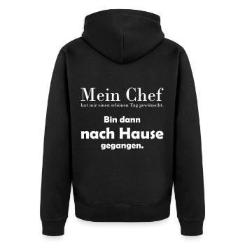 Ich geh nach Hause Arbeit Humor Spruch Kollegen - Unisex Premium Bio Zip Hoodie - Schwarz - Hinten - Nico (187cm)