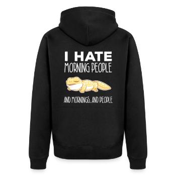 Leopard Gecko Hauben-Eidechsen-Salamander - Unisex Premium Bio Zip Hoodie - Schwarz - Hinten - Nico (187cm)