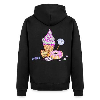 Crème glacée sundae bonbons confiserie sucre - Veste à capuche bio Premium Unisexe - noir - Dos - Nico (187cm)