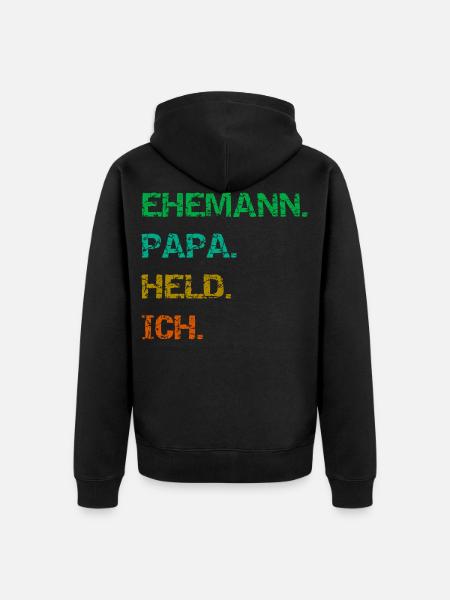 Ehemann Papa Held Ich - Unisex Premium Bio Zip Hoodie - Schwarz