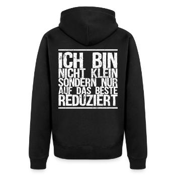 Witzige Sprüche - Unisex Premium Bio Zip Hoodie - Schwarz - Hinten - Nico (187cm)