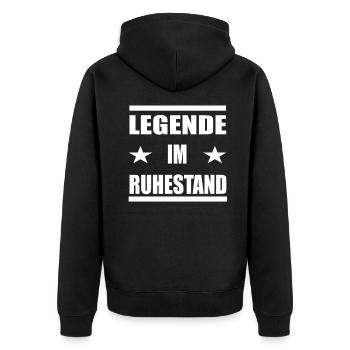 Legende im Ruhestand - Unisex Premium Bio Zip Hoodie - Schwarz - Hinten - Nico (187cm)