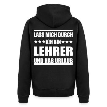 Lehrer - Unisex Premium Bio Zip Hoodie - Schwarz - Hinten - Nico (187cm)