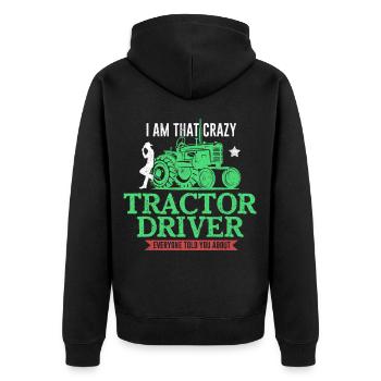 Tractor farmer - Unisex Premium Organic Zip Hoodie - black - Back - Nico (187cm)