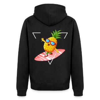 Vacances d'été heureux sentiment soleil de planche de surf ananas - Veste à capuche bio Premium Unisexe - noir - Dos - Nico (187cm)