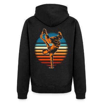 Breakdance B-Boy Breaker Breakdancer B-Girl HipHop - Unisex Premium Bio Zip Hoodie - Schwarz - Hinten - Nico (187cm)