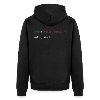 Hello World lustiges Geschenk Python Programmierer - Unisex Premium Bio Zip Hoodie - Schwarz - Hinten - Nico (187cm)