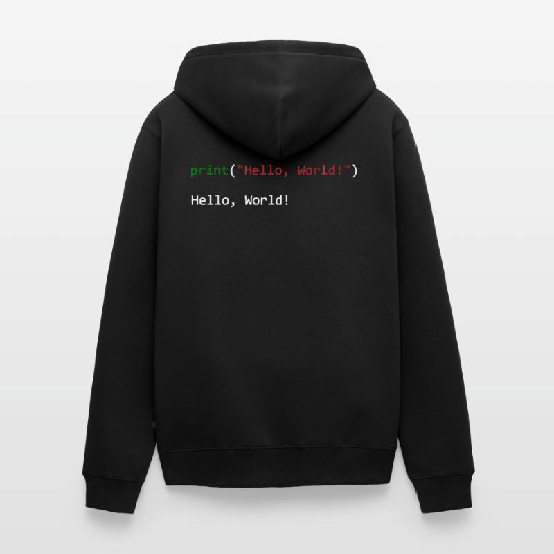 Programmeur de python cadeau Hello World Veste à capuche bio Premium Unisexe