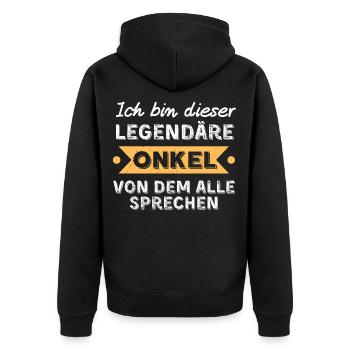 Legendaerer Onkel lustige Sprüche - Unisex Premium Bio Zip Hoodie - Schwarz - Hinten - Nico (187cm)