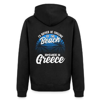 Griechenland - Unisex Premium Bio Zip Hoodie - Schwarz - Hinten - Nico (187cm)