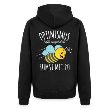 Imker Sumsi mit Po Optimismus Bienen Honig Lustige - Unisex Premium Bio Zip Hoodie - Schwarz - Hinten - Nico (187cm)