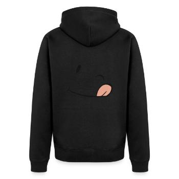 Winking and tongue-in-cheek face gift - Unisex Premium Organic Zip Hoodie - black - Back - Nico (187cm)