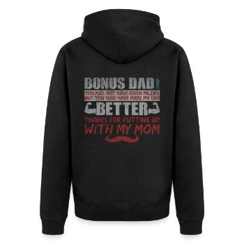 Stepfather bonus dad family gift - Unisex Premium Organic Zip Hoodie - black - Back - Nico (187cm)