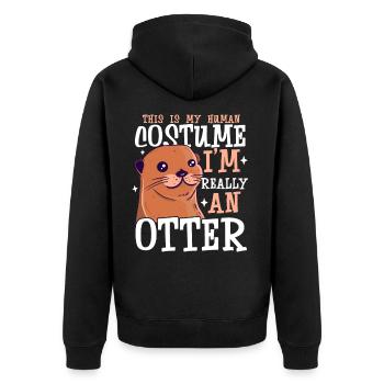 Cadeau animal mignon loutre - Veste à capuche bio Premium Unisexe - noir - Dos - Nico (187cm)