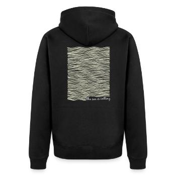 the sea is calling - das Meer ruft - Unisex Premium Bio Zip Hoodie - Schwarz - Hinten - Nico (187cm)