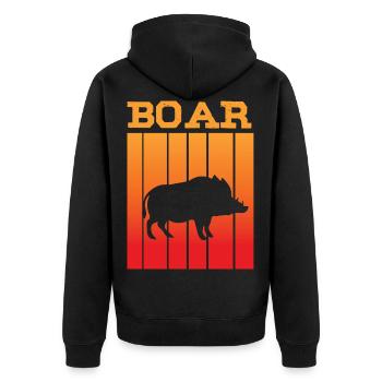 Wild boar shadow play in the sunset - Unisex Premium Organic Zip Hoodie - black - Back - Nico (187cm)