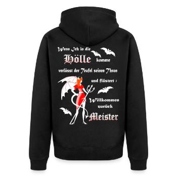 Teufel Satan Luzifer - Unisex Premium Bio Zip Hoodie - Schwarz - Hinten - Nico (187cm)