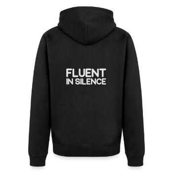 Fluent In Silence / Social maladroit / Introverti - Veste à capuche bio Premium Unisexe - noir - Dos - Nico (187cm)