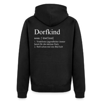 Dorfkind - Stell schon mal das Bier kalt Geschenk - Unisex Premium Bio Zip Hoodie - Schwarz - Hinten - Nico (187cm)