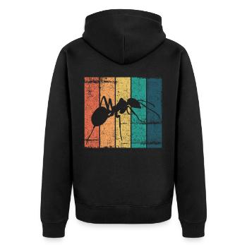 Retro Ameisen Design Insekten - Unisex Premium Bio Zip Hoodie - Schwarz - Hinten - Nico (187cm)