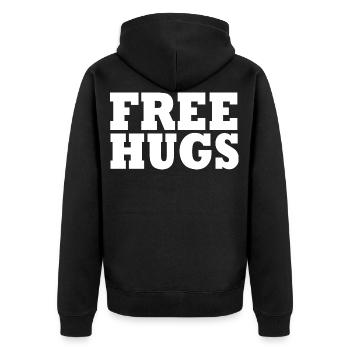Free Hugs - Unisex Premium Organic Zip Hoodie - black - Back - Nico (187cm)