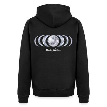 Moon phases moon phases full moon astronomy - Unisex Premium Organic Zip Hoodie - black - Back - Nico (187cm)