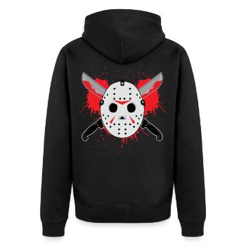 Masque d'Halloween - cadeau de couteau de sang - Veste à capuche bio Premium Unisexe - noir - Dos - Nico (187cm)