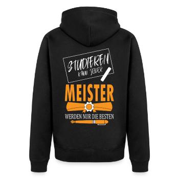 Meister Meisterprüfung Bestandene Prüfung Geschenk - Unisex Premium Bio Zip Hoodie - Schwarz - Hinten - Nico (187cm)
